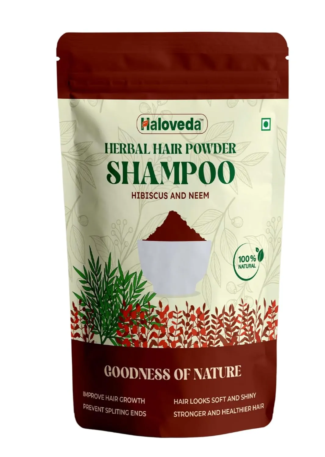 Haloveda Herbal Hair Powder Shampoo with Hibiscus & Neem